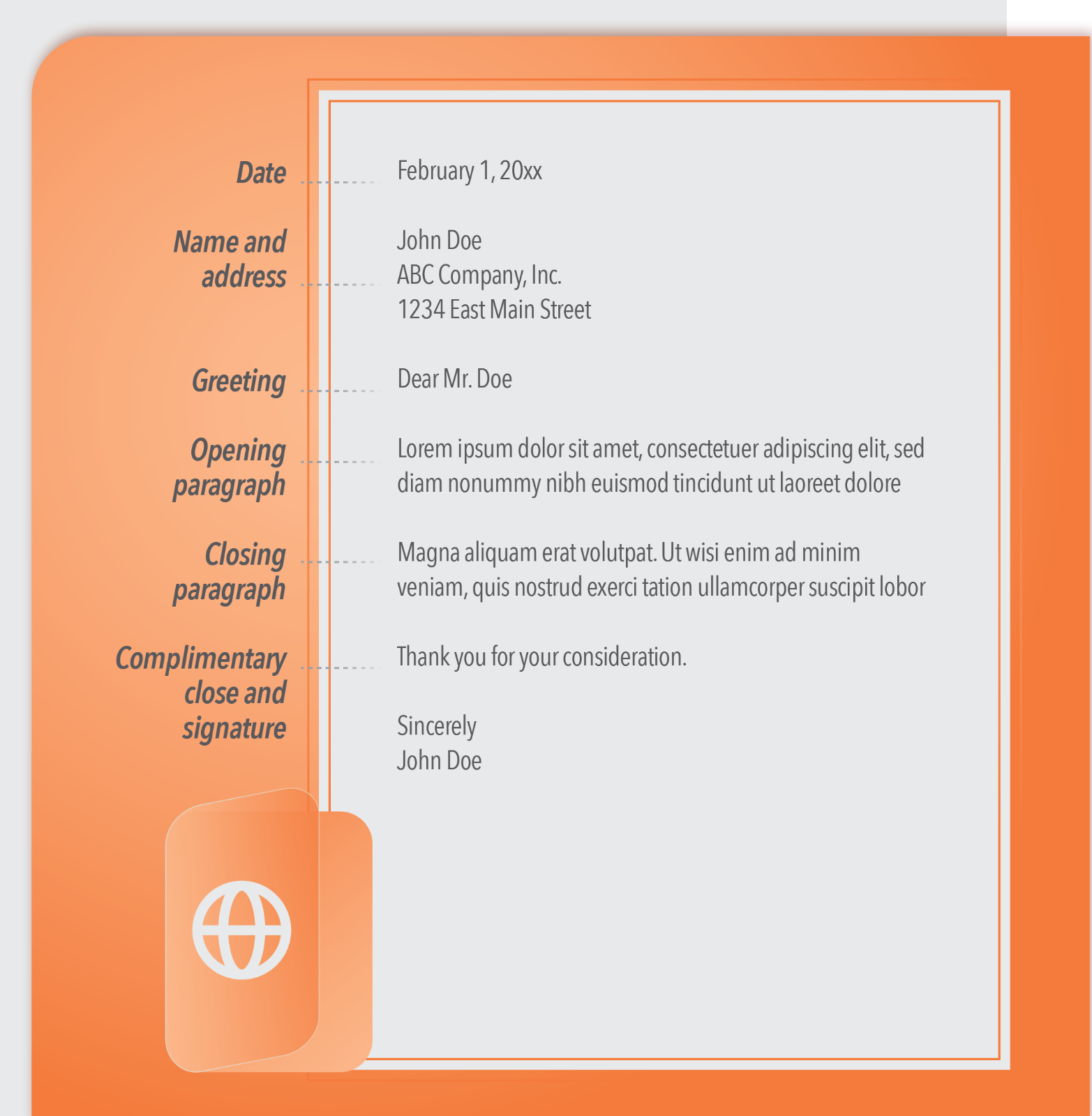 job cover letter english